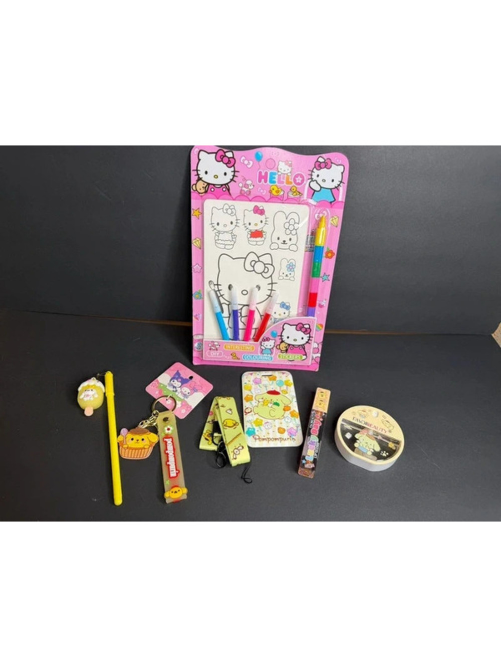 Hello kitty Sanrio stationary bundle accessories keychain gift set pompom